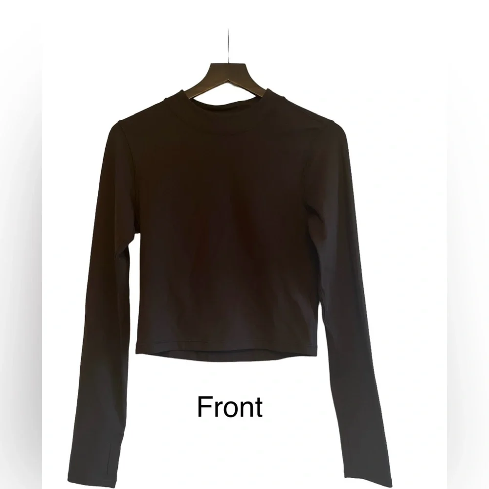 Athleta Shanti Mock Neck, Fitted, Cropped Long Sleeve Performance Top - Picture 9 of 13